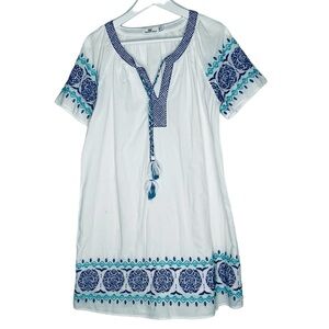 Vineyard Vines Medallion Popover Boho Dress embroidery and tassels size Medium